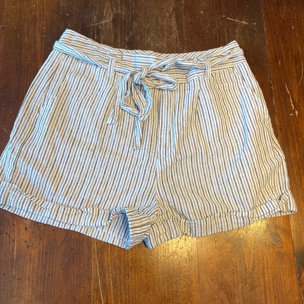 Rag Poets Striped Blue and White Women Shorts